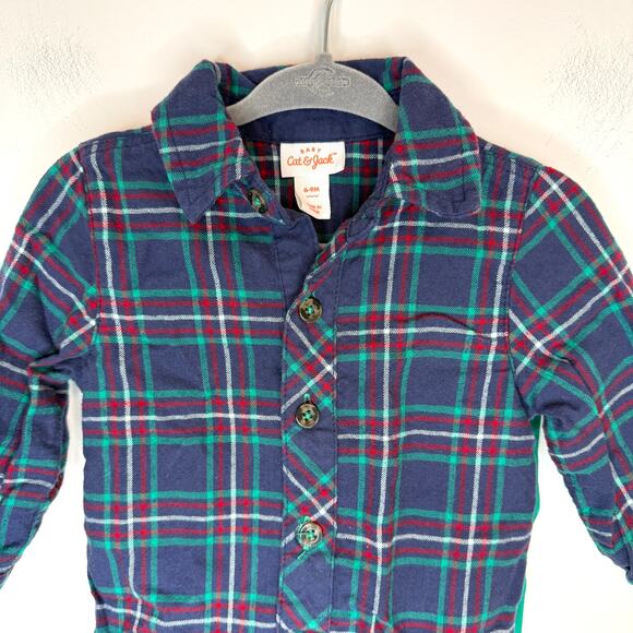 Cat & Jack Baby Boy Plaid Flannel Pants Holiday Christmas Set Size 6-9 Months - Picture 2 of 9